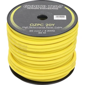 Kabel za napajanje Ground Zero GZPC 20Y, 1 metar, visokoučinkoviti power kabel za audio sustave.