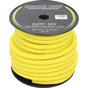 Kabel za napajanje Ground Zero GZPC 50Y, 1 metar, visokoučinkovit za audio sustave.