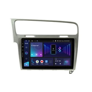 Android autoradio za Volkswagen Golf Mk7, srebrni dizajn, 10-inčni ekran, 2GB RAM, 32GB memorije.
