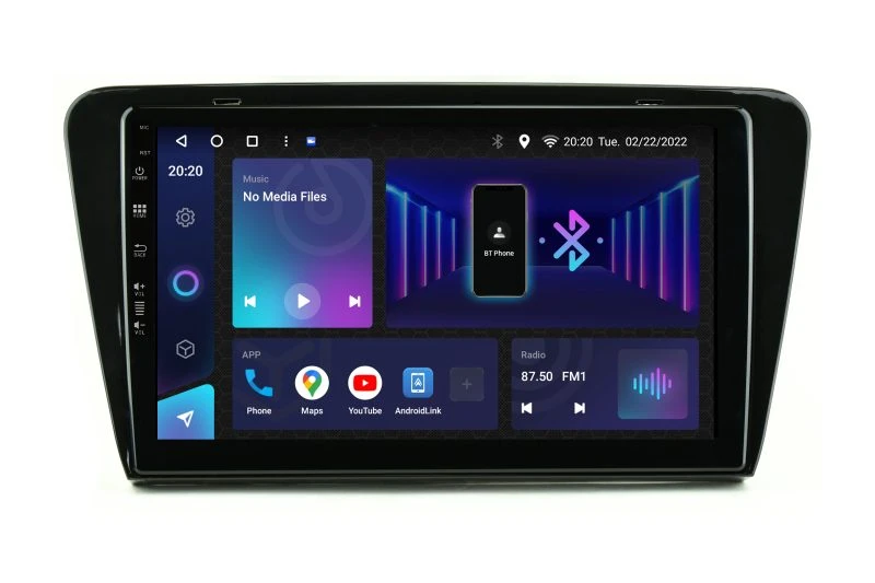 Android autoradio za Škoda Octavia Mk3 s 10-inčnim ekranom i Bluetooth povezivanjem.
