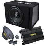 Ground Zero Iridium Sound Pack 8" subwoofer and amplifier for car audio.