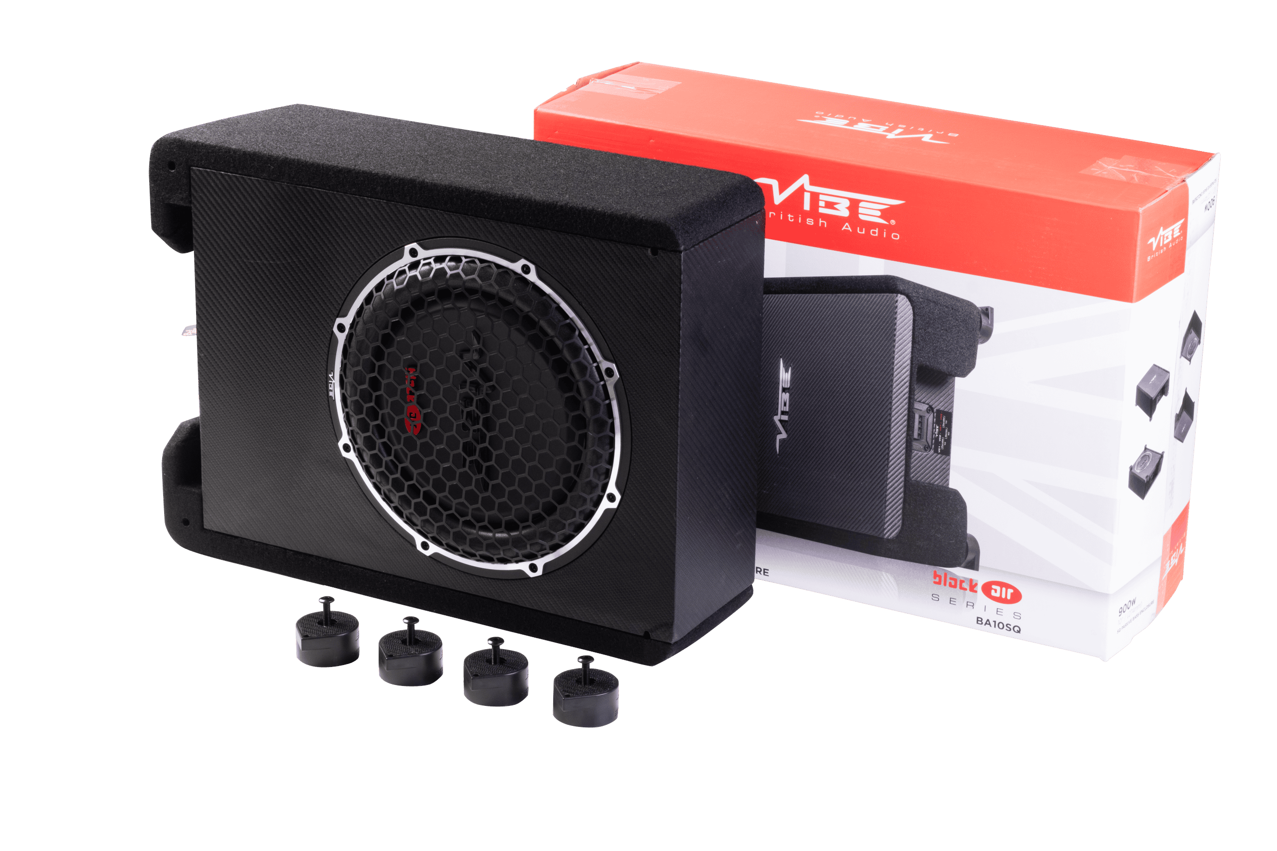 Vibe BA10SQ-V4 subwoofer u kutiji za snažan bass u automobilu.