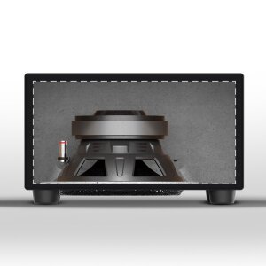 Subwoofer Helix IK E8.1-DVC2 MK2 u kutiji za auto zvuk.
