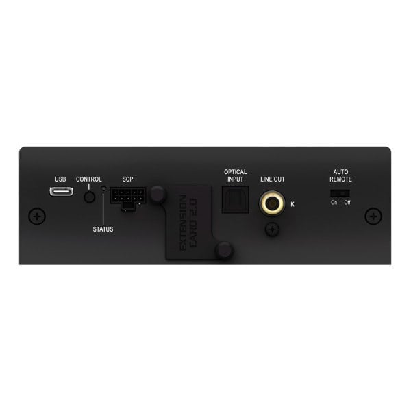 Audio kontroler s USB, optičkim ulazom i RCA izlazom za auto zvučni sustav.