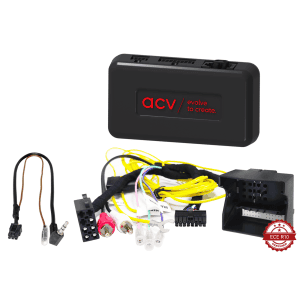 ACV car audio device with wiring and connectors for vehicle sound systems.