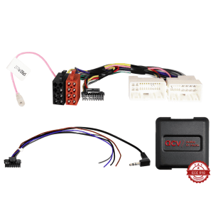 Auto audio adapter with wiring harness for car audio systems.