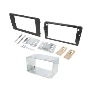 Komplet za montažu auto radio uređaja s metalnim i plastičnim dijelovima.