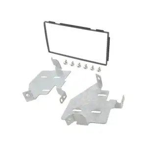Set za instalaciju auto audio sustava s metalnim nosačima i gumom za brzu montažu.