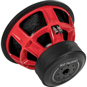 GZ Audio subwoofer za auto zvuk s crvenom kućištem i visokim performansama.