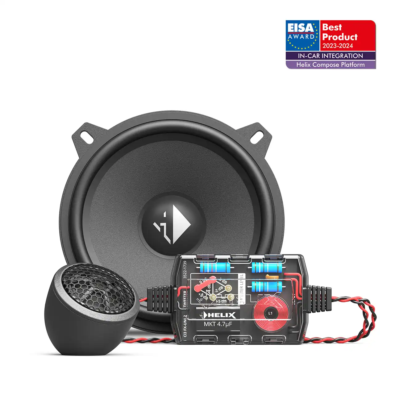 Helix CarAudio zvučnik i pojačalo za vrhunski auto zvuk.