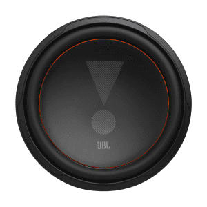 JBL auto subwoofer s upozorenjem na vrhu i snažnim zvukom.