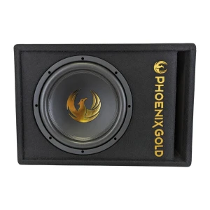 Aktivni subwoofer Phoenix Gold Z12AB u kutiji za auto zvuk.