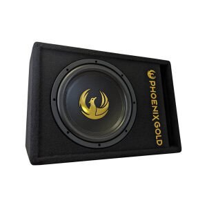 Aktivni subwoofer Phoenix Gold Z12AB u kućištu za auto zvuk.